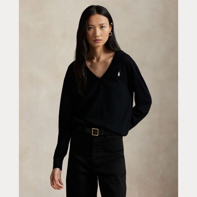 PIMA COTON V PULLOVER POLO BLACK