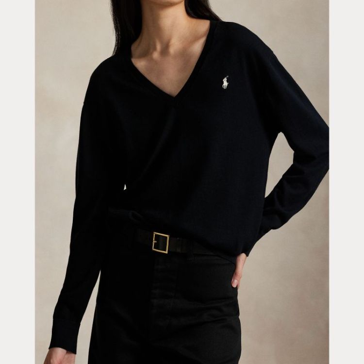 PIMA COTON V PULLOVER POLO BLACK