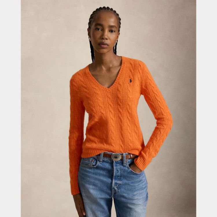 KIMBERLY CABLE LS PULLOVER ORANGE RUST HEA