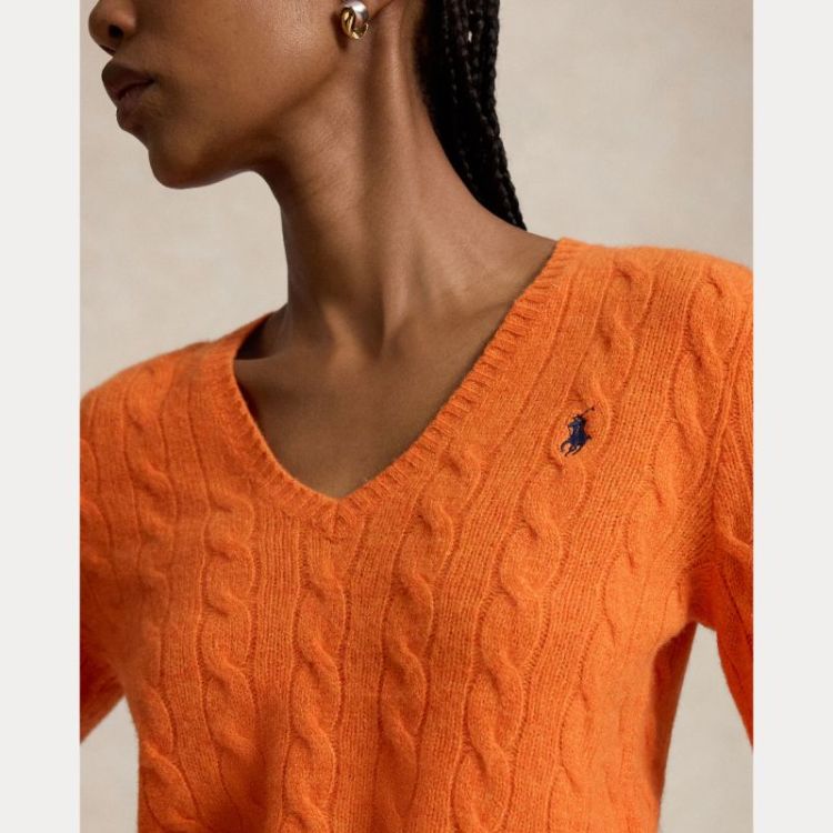 KIMBERLY CABLE LS PULLOVER ORANGE RUST HEA