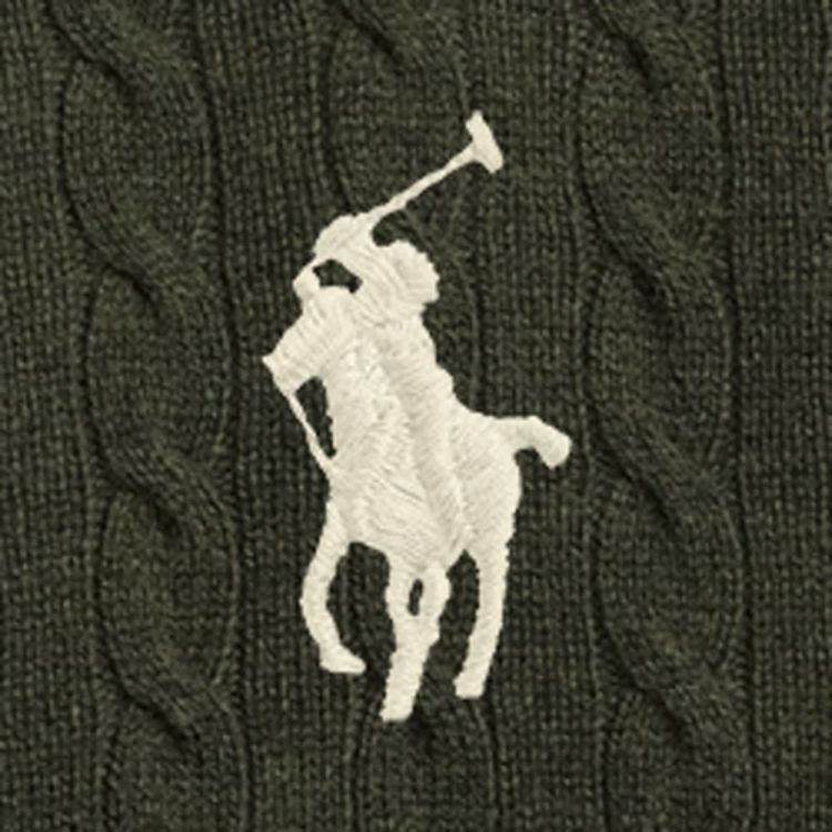CABLE POLO COLLAR SW OLIVE UMBER HEA