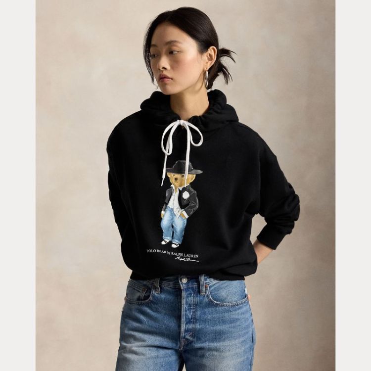BEAR HOODED SWEATSHIRT POLO BLACK