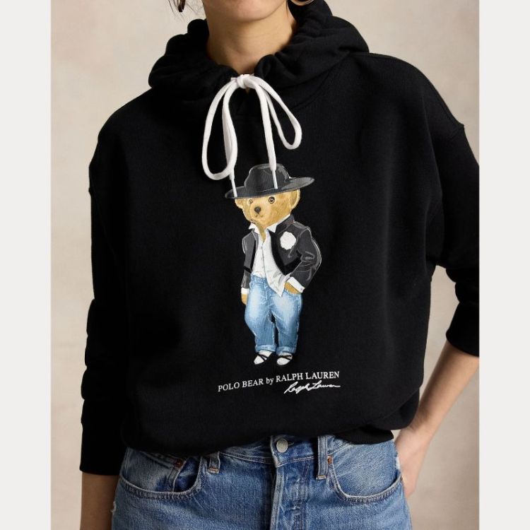 BEAR HOODED SWEATSHIRT POLO BLACK