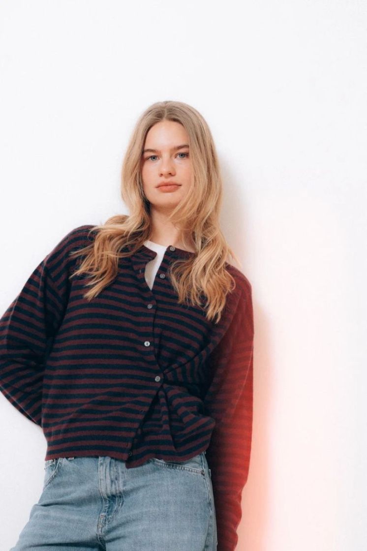STRIPED CASHMERE BURGUNDY