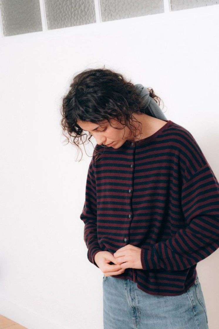 STRIPED CASHMERE BURGUNDY